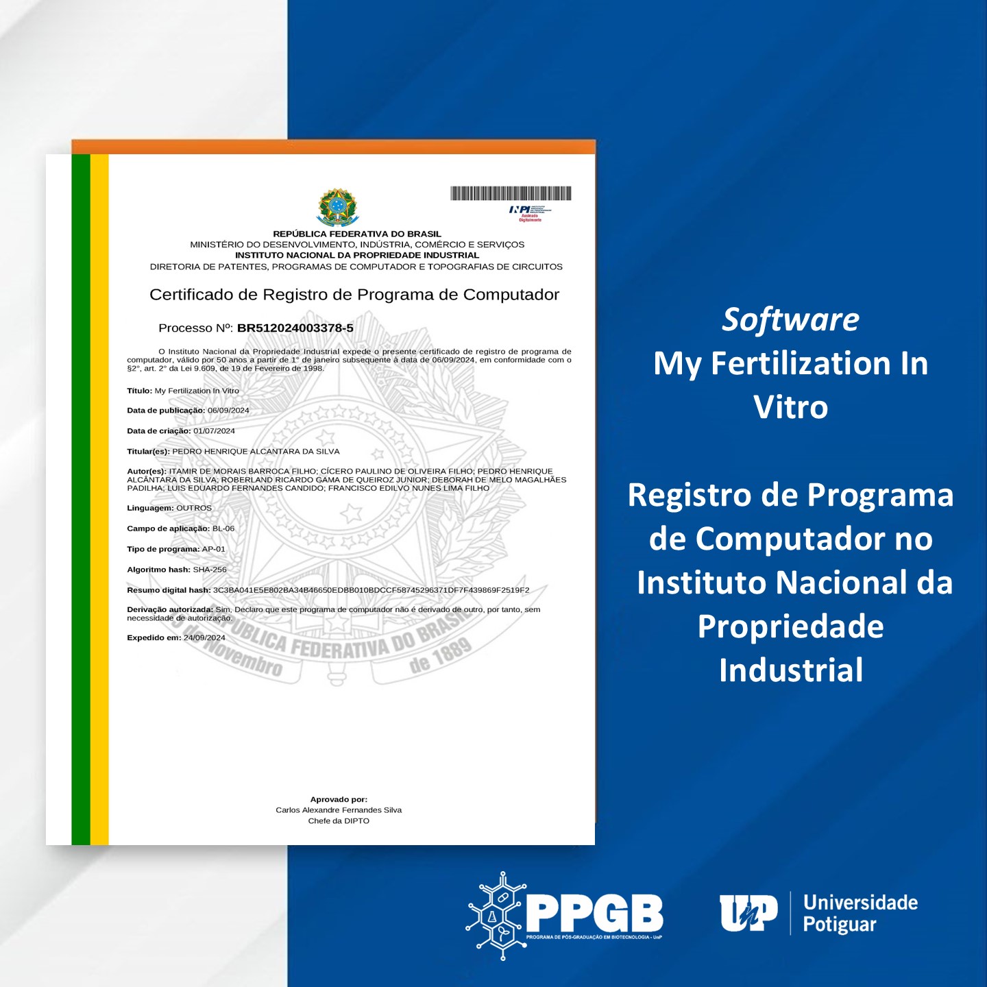 Pesquisador da Universidade Potiguar recebe registro de programa de computador para aplicativo voltado à Reprodução Assistida